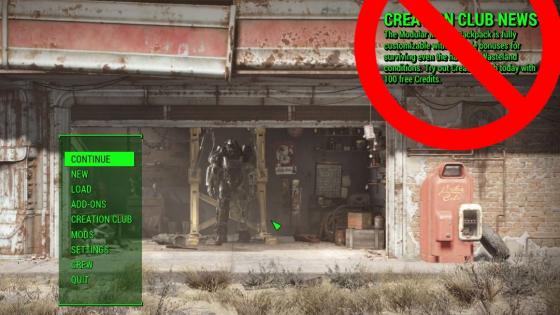 Un mod de Fallout 4 elimina el mensaje de Creation Club News - Publican un mod para eliminar Creation Club de Fallout 4