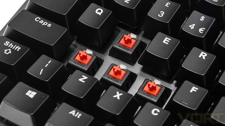 Switches Kailh rojos en un teclado mecánico