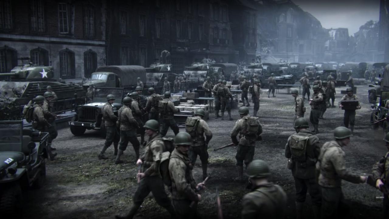 El ejercito americano preparándose para la batalla en COD WWII