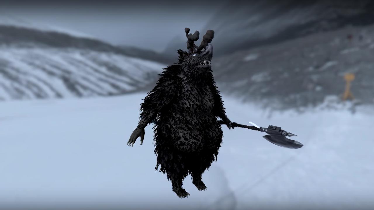 Un NPC enemigo con aspecto de cerdo y que porta un hacha. No tiene un pelaje muy bien definido.