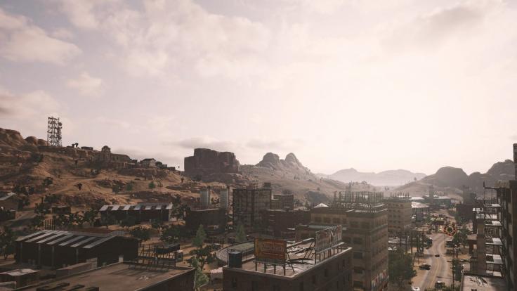 Una imagen del nuevo mapa de PlayerUnknown Battlegrounds con un nucleo urbano y un paraje desertico