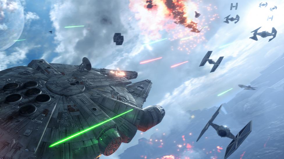 El halcón milenario en Star Wars Battlefront II de Electronic Arts - EA trabaja en un juego de Star Wars de mundo abierto