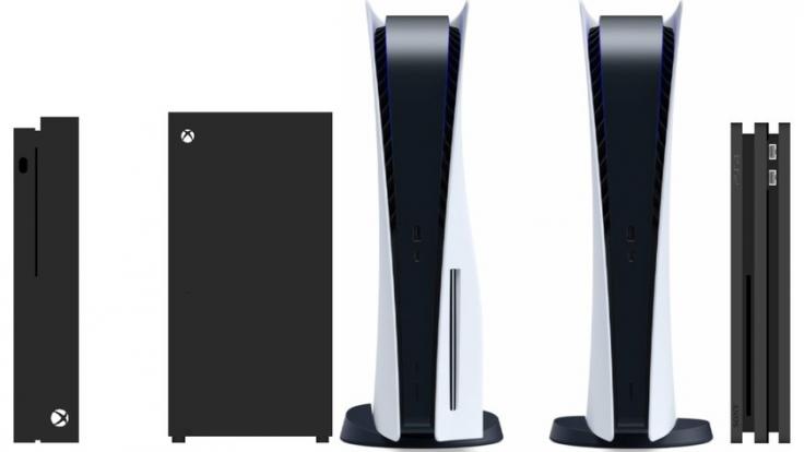 De izquierda a derecha, Xbox One, Xbox Series X, PS5, PS5 Digital Edition, PS2