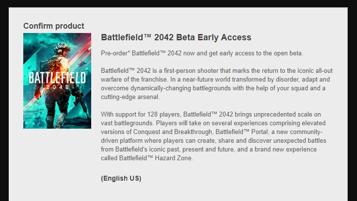 Battlefield 2042 beta code